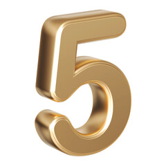 Gold 3D Number 5
