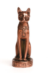 Ancient Egypt goddess Bast (Bastet) isolated on the white background. Front view.