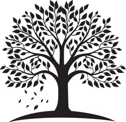 Obraz premium line art nature logo vector design oak tree inside circle, abstract tree logo symbol inside circle