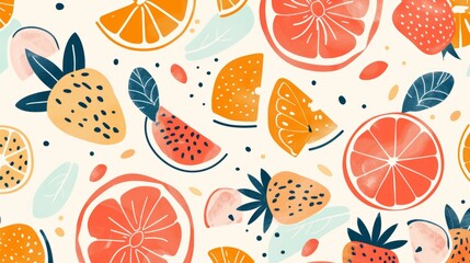 Abstract summer fruit design in a minimalist pattern, ideal for print and digital backgrounds