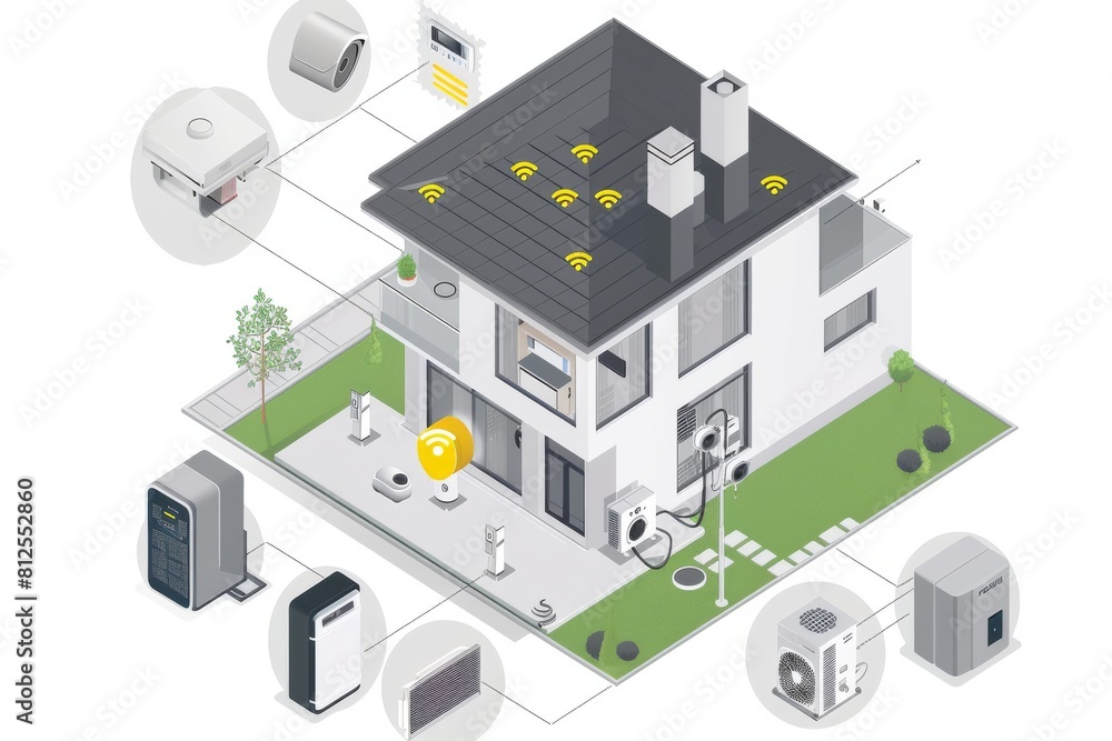 Poster enhance your home security with modern smart devices, integrating handheld wall-mounted cameras for 