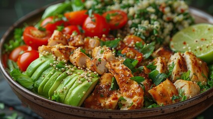 Fototapeta premium grilled chicken with vegetables