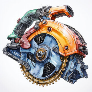 colorful circular saw machine clip art preview