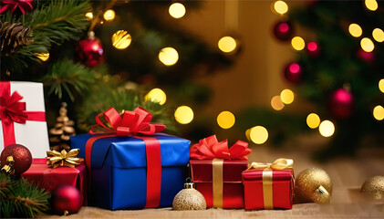 Obraz premium Christmas or New Year background with gift box