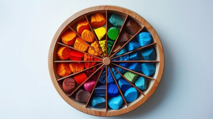 Obraz premium The Reaction Wheel A wheel divided into sections, with each section representing a different reaction eg, joy, anger, surprise, spinning to show the changing nature of reactions