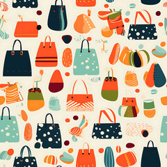 Shopping seamless pattern, the beauty of design for many different graphic works - obrazy, fototapety, plakaty