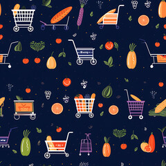 Shopping seamless pattern, the beauty of design for many different graphic works - obrazy, fototapety, plakaty