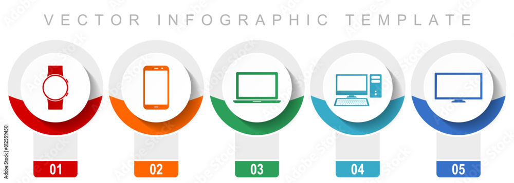 Poster electronic devices icon set, miscellaneous vector icons such as smartwatch, smartphone, laptop, comp