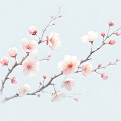 Delicate Cherry Blossom Branch in Bloom