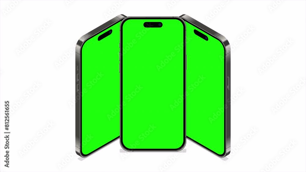 Aufkleber smartphone animated mockup with green screen. realistic smartphone mockup. isometric smartphone anim