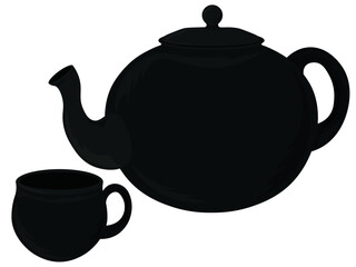 Black color ceramic teapot with cup set