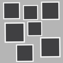 Set of empty photo frames compositions. Realistic vector mockups. Retro photo frames isolated on grey  background. Vector illustration. EPs 10