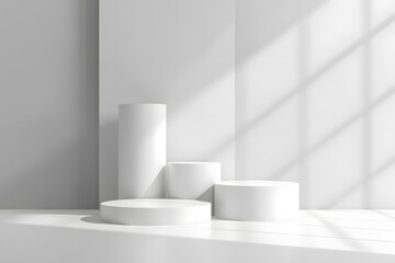 Minimal background. podium and white background for product presentation. 3d rendering. Generative Ai.