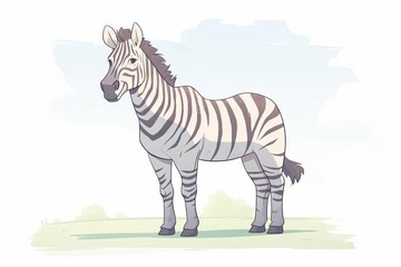 zebra. cartoon drawing, water color style.