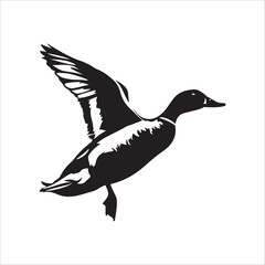 vector silhouette of a duck
