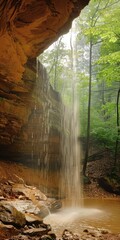Discovering the Serenity of Hocking Hills State Park: Ephemeral Waterfall on Queer Creek amidst