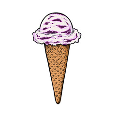 Blueberry yogurt ice cream cone, Homemade raspberry and blueberry ice cream cones hand drawn
