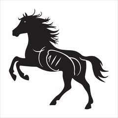 black and white vector silhouette of a Horse