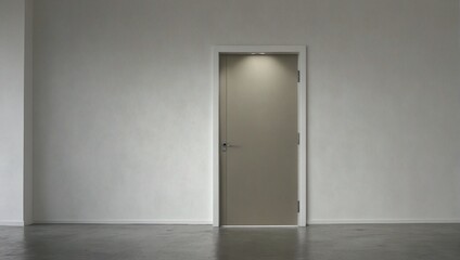 photo of white wall with one door made by AI generative
