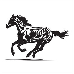 black and white vector silhouette of a Horse