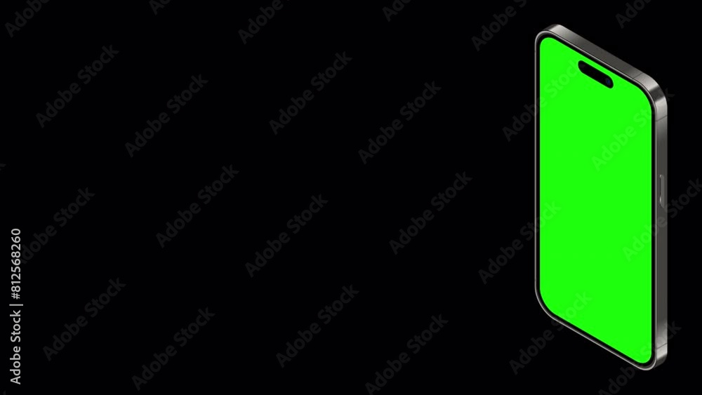 Poster smartphone animated mockup with green screen. realistic smartphone mockup. isometric smartphone anim