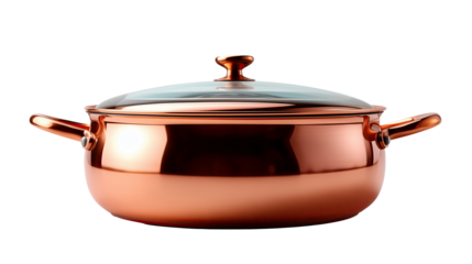 Copper Pot With Lid on White Background