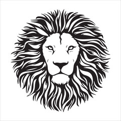 Obraz premium Black and white vector silhouette of a Lion's head