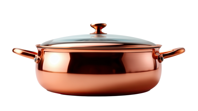 Copper Pot With Lid on White Background