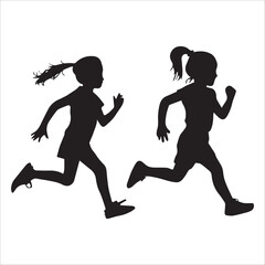 A striking black-and-white silhouette of two children