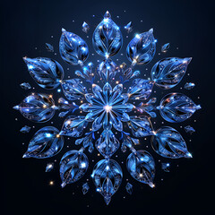 Beautiful blue snowflake on transparent background,
Abstract fractal blue snowflake on black background Fantasy fractal texture Digital art 3D render
