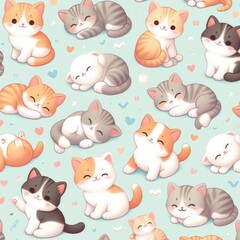 Obraz premium A pattern of cats and kittens image photo attractive has illustrative meaning used for printing illustrator.