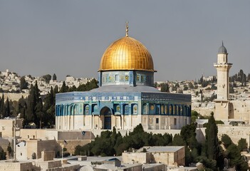 Obraz premium A view of the Dome of the Rock in Jerusalem
