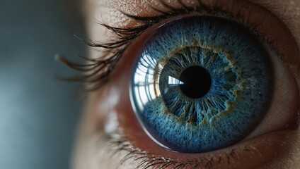 photo of eyes with blue irises made by AI generative