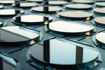 Close-up look at semiconductor wafers after dicing, showcasing high-tech manufacturing
