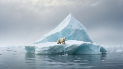 photo of a polar bear on ice that is starting to melt made by AI generative