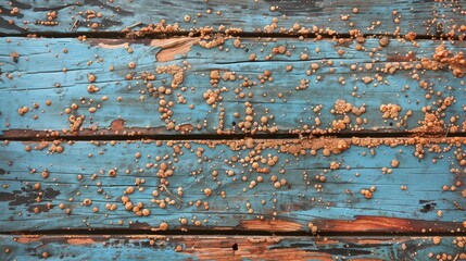 Termite Bait System Installation on Hardwood Plank Desk. Puttine Termite Bait to the Ground
