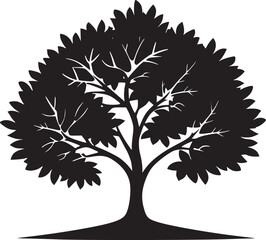 Obraz premium line art nature logo vector design oak tree inside circle, abstract tree logo symbol inside circle 