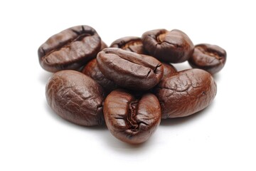 Heart-Shaped Coffee Beans on White Background. Perfect for Espresso and Coffee Lovers