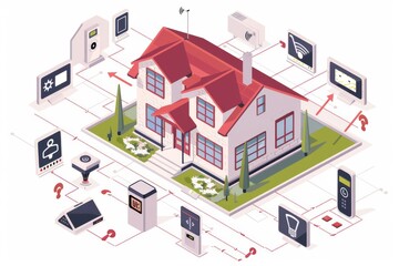 Obraz premium Strengthen home security with a security technology alarm system, integrating electronic monitoring for multipoint control and data protection.