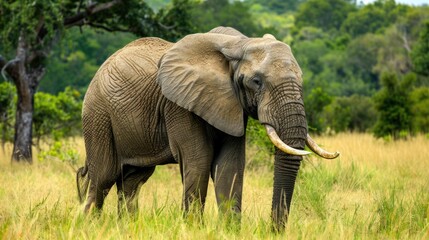 Fototapeta premium Majestic Elephant in the Kruger Park: A Safari Experience in the Heart of South Africa's Wildlife