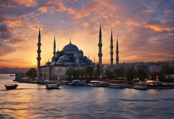 Fototapeta premium A view of the Blue Mosque in Istanbul in Turkey
