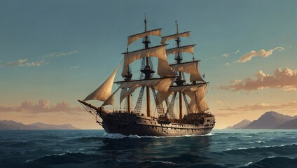 Fototapeta premium photo of a wooden cruise ship that looks epic made by AI generative
