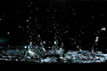 Texture of rain and fog on a black background overlay effect, Abstract splashes of rain water