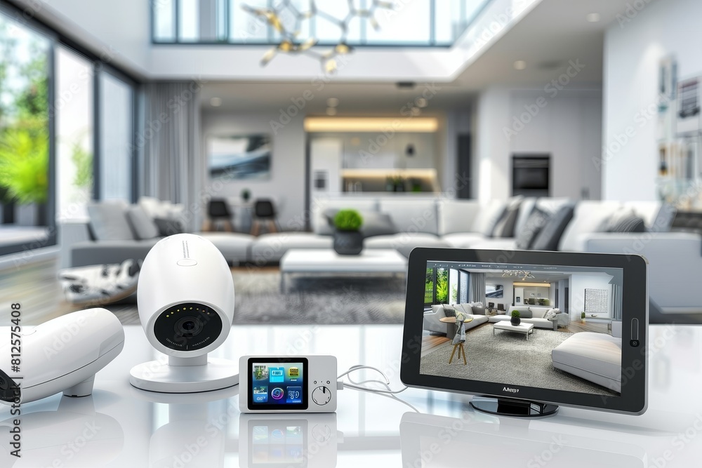 Poster enhance home detection supervision with ultra-security apps and cameras, monitoring protection in re