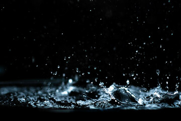 Texture of rain and fog on a black background overlay effect, Abstract splashes of rain water