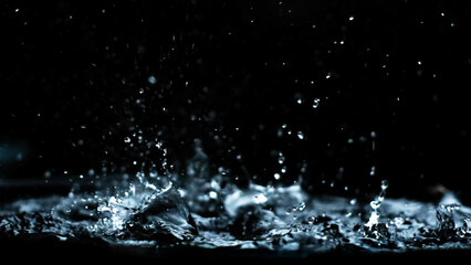 Texture of rain and fog on a black background overlay effect, Abstract splashes of rain water - Powered by Adobe