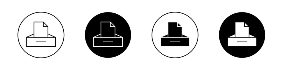 Archive icon set. data file folder organize box vector symbol. document storage sign. office project paper depository drawer icon in black filled and outlined style.