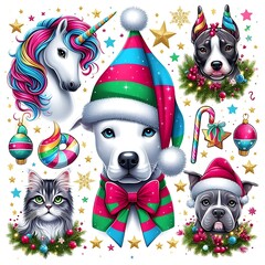 unicorn cat and dog animals art attractive has illustrative meaning card design illustrator.