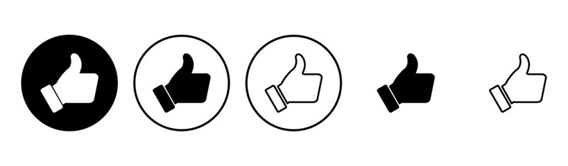 Thumbs up icon set. Hand like. Like icon vector.