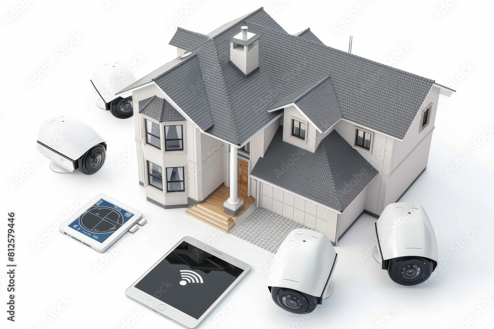 Poster monitor your home with security cameras that employ zigbee technology for alarms and integrated surv
